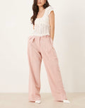 Pantalones sastre anchos rosa malva con pliegues