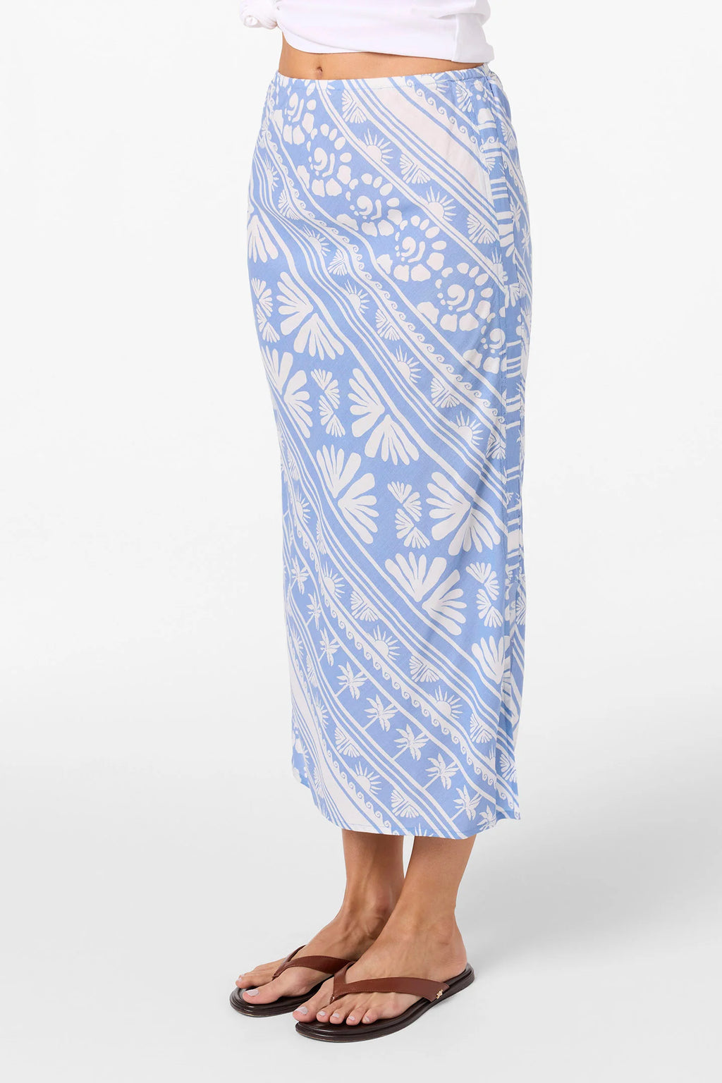 Falda midi estampada con aberturas laterales